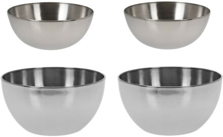 Excellent Houseware voedsel/serveerschalen set - RVS - D24/D13 cm