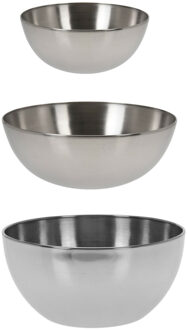 Excellent Houseware voedsel/serveerschalen set - RVS - D24/D20/D13 cm