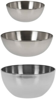 Excellent Houseware voedsel/serveerschalen set - RVS - D24/D20/D13 cm