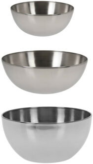 Excellent Houseware voedsel/serveerschalen set - RVS - D24/D20/D13 cm