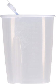 Excellent Houseware Voedselcontainer - wit - 2,2 liter - kunststof - 20 x 9,5 x 23,5 cm - Voorraadpot