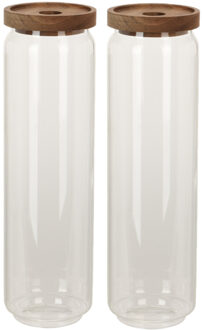 Excellent Houseware Voorraadpot - 2x - 9 x 30 cm - 1500 ml - Glas - luxe keuken voorraadbus