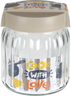 Excellent Houseware Voorraadpot glas 1L met deksel transparant