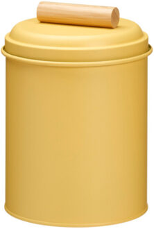 Excellent Houseware Voorraadpot / koekjes bewaarblik Bart - 14 x 20 cm - metaal - geel - keuken voorraadpotten