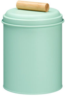 Excellent Houseware Voorraadpot / koekjes bewaarblik Bart - 14 x 20 cm - metaal - mintgroen - keuken voorraadpotten