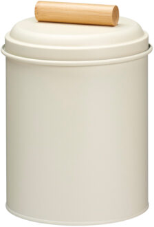 Excellent Houseware Voorraadpot / koekjes bewaarblik Bart - 14 x 20 cm - metaal - wit - keuken voorraadpotten