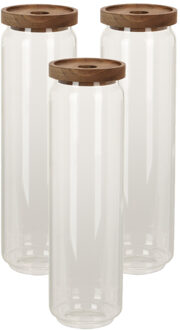 Excellent Houseware Voorraadpot - Set van 3x stuks - 9 x 30 cm - 1500 ml - Glas - luxe keuken voorraadbus