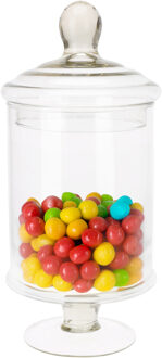 Excellent Houseware Voorraadpot/snoeppot op voet met deksel - glas - 14 x 27 cm