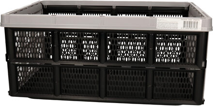 Excellent Houseware Vouwkrat/boodschappenkrat - 32 liter - zwart/grijs - kunststof - 48 x 35 x 24 cm