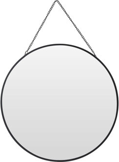 Excellent Houseware Wandspiegel - ketting - rond - metaal - 29 cm