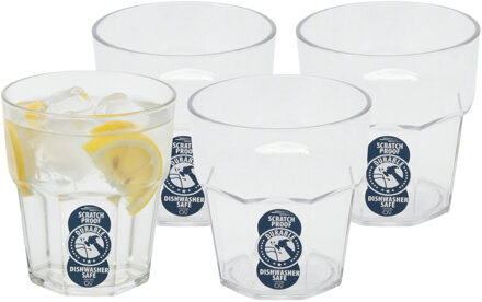 Excellent Houseware waterglas stapelbaar - 4x - 275 ml - onbreekbaar kunststof - herbruikbaar