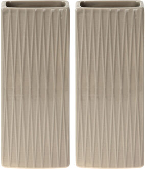 Excellent Houseware Waterverdamper radiator - 2x - beige - met relief - kunststeen - 18 cm - luchtbevochtiger
