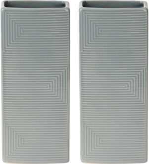 Excellent Houseware Waterverdamper radiator - 2x - grijs - met relief - kunststeen - 18 cm - luchtbevochtiger