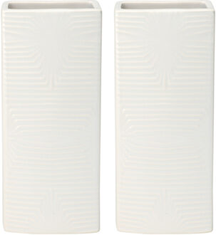 Excellent Houseware Waterverdamper radiator - 2x - ivoor wit - met relief - kunststeen - 18 cm - luchtbevochtiger