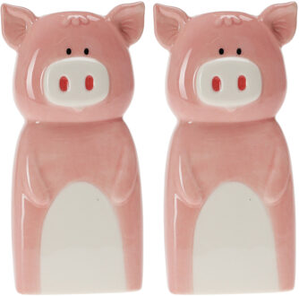 Excellent Houseware Waterverdamper radiator - 2x - varken - kunststeen - kinderkamer - 18 cm - luchtbevochtiger