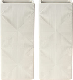 Excellent Houseware Waterverdamper radiator - 2x - wit - met relief - kunststeen - 18 cm - luchtbevochtiger