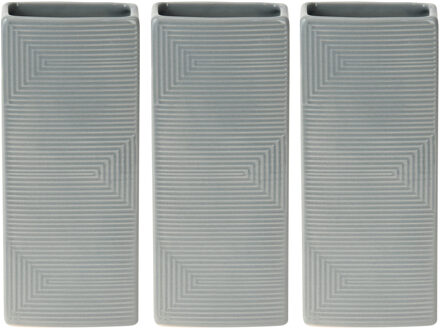 Excellent Houseware Waterverdamper radiator - 3x - grijs - met relief - kunststeen - 18 cm - luchtbevochtiger