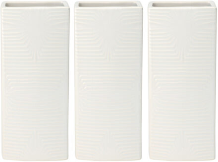 Excellent Houseware Waterverdamper radiator - 3x - ivoor wit - met relief - kunststeen - 18 cm - luchtbevochtiger