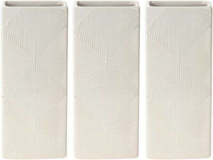 Excellent Houseware Waterverdamper radiator - 3x - wit - met relief - kunststeen - 18 cm - luchtbevochtiger