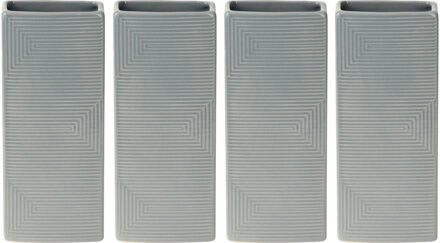 Excellent Houseware Waterverdamper radiator - 4x - grijs - met relief - kunststeen - 18 cm - luchtbevochtiger