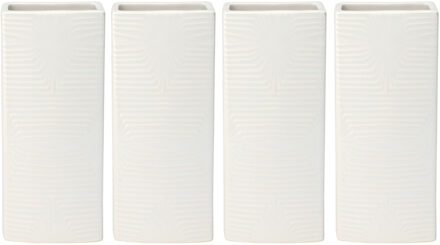 Excellent Houseware Waterverdamper radiator - 4x - ivoor wit - met relief - kunststeen - 18 cm - luchtbevochtiger