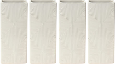 Excellent Houseware Waterverdamper radiator - 4x - wit - met relief - kunststeen - 18 cm - luchtbevochtiger