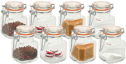 Excellent Houseware Weckpot/Voorraadpot Mini - 12x stuks - kruidenpotjes - 90ml - 7 x 5 cm