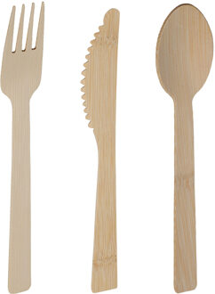 Excellent Houseware wegwerp bestek - bamboe hout - 162 delig - wegwerp - lepels - messen - vorken