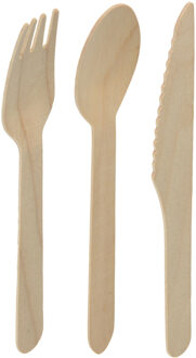 Excellent Houseware wegwerp bestek - hout - 120 delig - wegwerp - lepels - messen - vorken - 16 cm