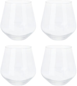 Excellent Houseware whiskey glazen - 4x - transparant - 450 ml