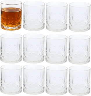 Excellent Houseware Whisky tumbler glas - 12x stuks - 350 ml - drinkglazen - waterglazen