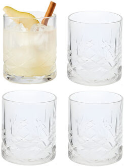 Excellent Houseware Whisky tumbler glas - 4x - 350 ml - drinkglazen