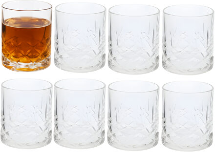 Excellent Houseware Whisky tumbler glas - 8x stuks - 350 ml - drinkglazen - waterglazen