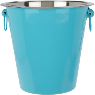 Excellent Houseware Wijnfles/Champagne koeler - rvs - blauw/zilver - 20 x 14 cm