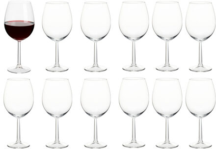Excellent Houseware Wijnglazen - 12x stuks - 580ml - glas - transparant - rode wijnglazen