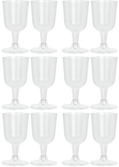 Excellent Houseware Wijnglazen - 12x - transparant - kunststof - 160ml - herbruikbaar wijnglas