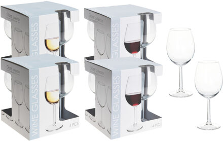 Excellent Houseware Wijnglazen - 16x stuks - rode en witte wijn - 430 / 580 ml - glas - transparant