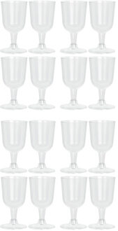 Excellent Houseware Wijnglazen - 16x - transparant - kunststof - 160ml - herbruikbaar wijnglas