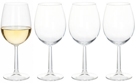 Excellent Houseware Wijnglazen - 4x stuks - 430ml - glas - transparant - witte wijnglazen