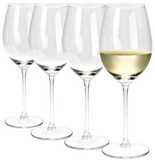 Excellent Houseware Wijnglazen - 4x stuks - glas - 410 ml - witte wijnglazen