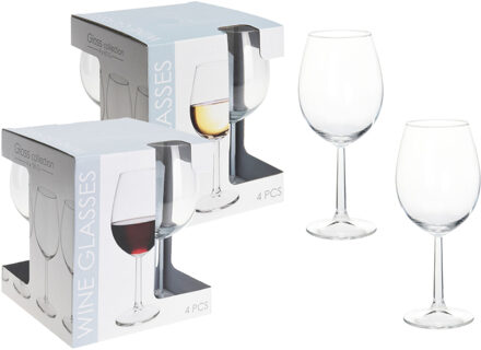 Excellent Houseware Wijnglazen - 8x stuks - rode en witte wijn - 430 / 580 ml - glas - transparant