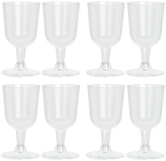 Excellent Houseware Wijnglazen - 8x - transparant - kunststof - 160ml - herbruikbaar wijnglas