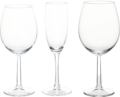 Excellent Houseware Wijnglazen set - 18-delig - glas - 3 verschillende soorten