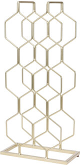 Excellent Houseware Wijnrek - 8 flessen - goud - metaal - 23 x 11 x 48 cm - flessenrek - Wijnrekken Goudkleurig