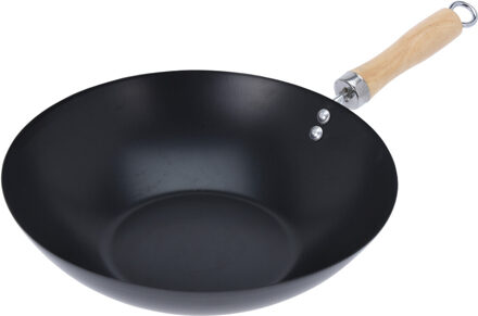 Excellent Houseware Wok/hapjes/bak pan met antiaanbaklaag - staal - D30 cm
