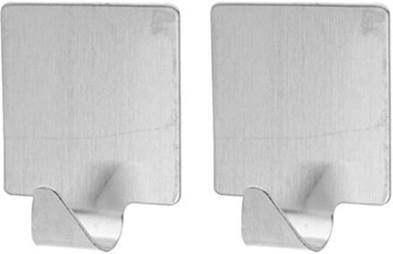 Excellent Houseware Zelfklevende haakjes rvs keuken/badkamer/kleding/ophang - set 6x - 5 x 5,5 cm - Handdoekhaakjes Zilverkleurig