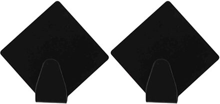 Excellent Houseware Zelfklevende haakjes rvs keuken/badkamer/kleding/ophang - zwart - 8x