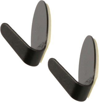 Excellent Houseware Zelfklevende haakjes zwart rvs keuken/badkamer/kleding/ophang - set 12x