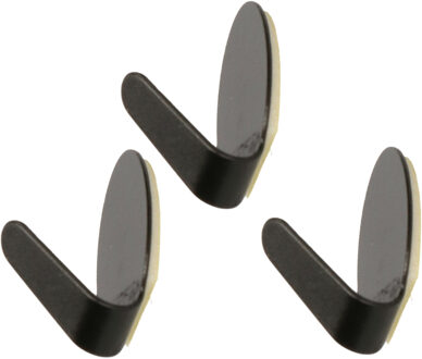 Excellent Houseware Zelfklevende haakjes zwart rvs keuken/badkamer/kleding/ophang - set 18x