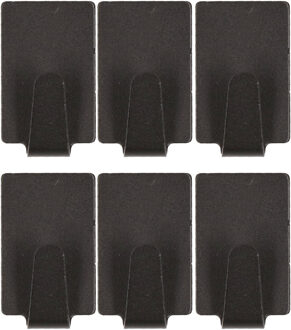 Excellent Houseware Zelfklevende haakjes zwart rvs keuken/badkamer/kleding/ophang - set 6x